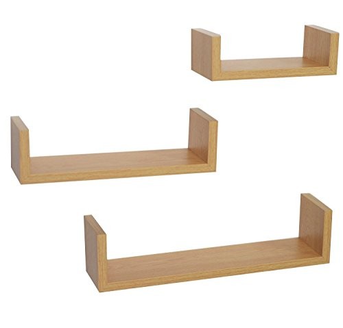 Wandregal-Set U-Form, Holz, 3 Stück eiche