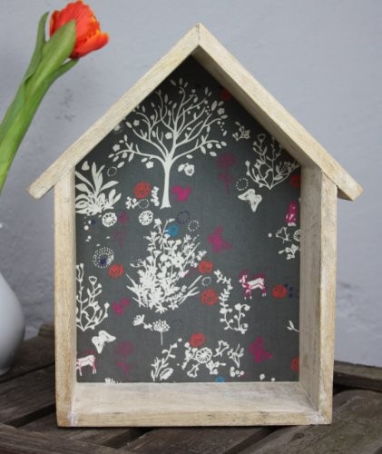 sass & belle Wandregal braun Holz Regal Haus Holzregal Wandschrank Blumen