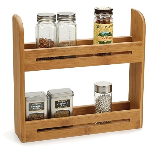 Taylor & Braun® Bambus 2 Etagen Spice Kräuter Jar Rack Halterung für Küche Tür Schrank & Wand Aufbewahrungs-Einheit