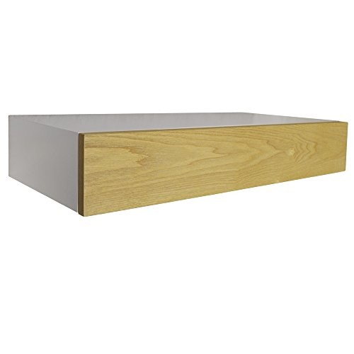 HIDDEN - Wandregal mit Schublade - Weiss / Esche