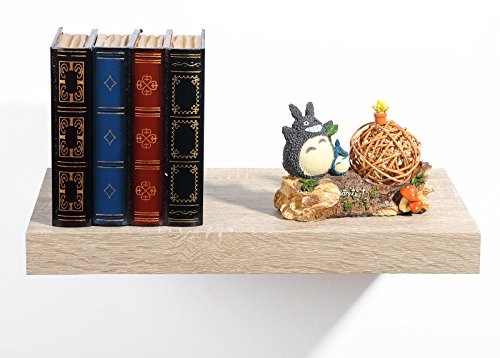 Woltu Wandregal Wandboard Buchregal Hängeregal DVD CD Regal 50cm Eiche RG9262ei
