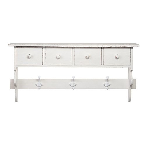 miaVILLA Küchenregal Jalin Wandregal mit Schubladen und Haken Shabby Chic Weiß