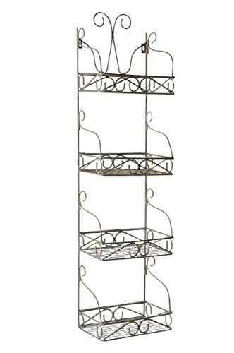 CLP Metall Wand-Regal MARTA ca. 115 x 30 x 20 cm, 4 Böden, Eisen, ideal für Küche, Bad & Garten antik weiß