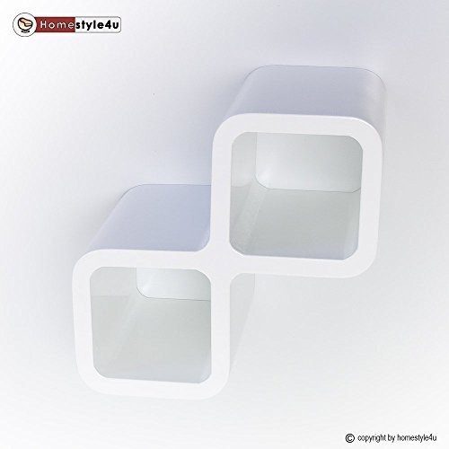 Homestyle4u Retro Cube Design Wandregal Wandboard Regal Würfel Weinregal Wein weiß