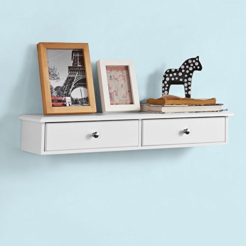 SoBuy® Wandschrank, Hängeschrank, Badezimmerschrank, Wandregal, Hängeregal, Wandgarderobe mit 2 Schubladen,FRG43-W
