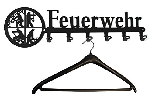 Wandgarderobe Feuerwehr - Retten Löschen Bergen Schützen - Kleiderhaken, Garderobe, Metall, 6 Haken schwarz