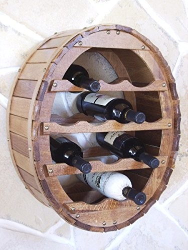 DanDiBo Weinregal Weinfass für 12 Flaschen Braun gebeizt für die Wandmontage Wandregal zum aufhängen Flaschenregal