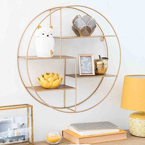 Wanddekorativ Wandregal Europäische Eisen-Aufbewahrungsrahmen Kreatives Schlafzimmer Bücherregal Wand Hanging Round Dekoriert Regal Wandhalterung Regal