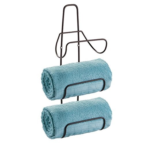 mDesign Handtuchhalter Bronzefarben – Wandregal-Handtuchständer – Als Türgarderobe einsetzbar – Ideal für Badezubehör – für 3 Handtücher