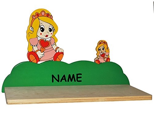 Wandregal aus massiven Holz - Prinzessin / Mädchen mit Herz incl. Namen - Kinderzimmer Wandboard - für Kinder Kinderregal / Bücherregal / Hängeregal / Regal Herzen Elfe