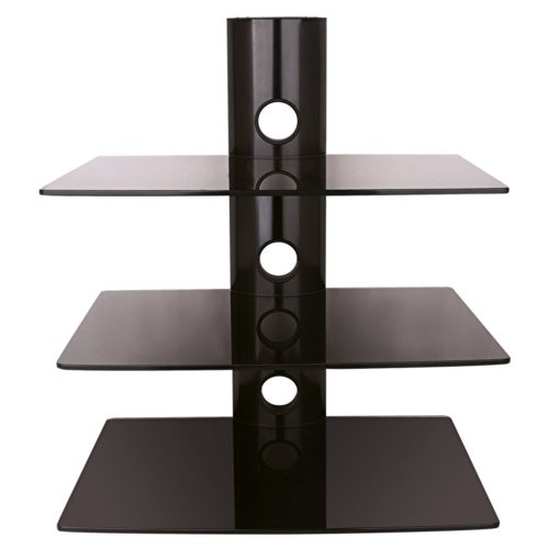 NEG Multimedia TV-Rack SUSPENDER 503B (schwarz) mit 3 Glas-Ablagen (extra groß, 15kg pro Ablage) und Kabelmanagement-System