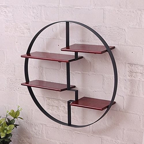 Eisen Kunst Wand Bücherregal Runde Massivholz Schindel Wand Hanging Creative Dekorative Frame Storage Rack