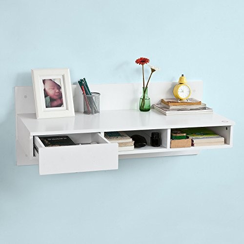 SoBuy® FWT30-W Wandtisch in weiß aus MDF Wandschrank Schreibtisch Computertisch Kinderschreibtisch mit 1 Schublade