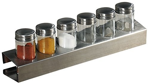 Kesper 90126 Gewürzregal mit 6 leeren Gläsern, 35 x 6 x 5 cm, Metall