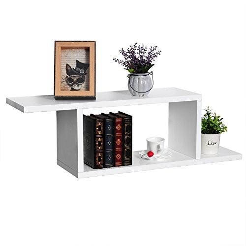 WOLTU RG9272ws-c Schweberegal Wandregal CD/DVD Cubes, MDF Holzregal, Hängeregal Bücherregal, DIY Würfel, weiß