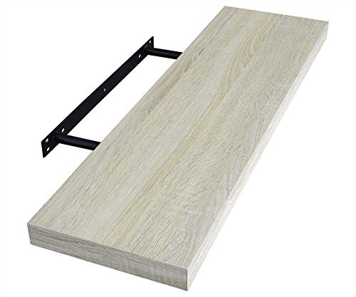WOLTU® RG9238hei-2 2 x Wandregal Bücherregal Hängeregal, MDF Holz, CD DVD Regal, 60 cm lang, hell eiche