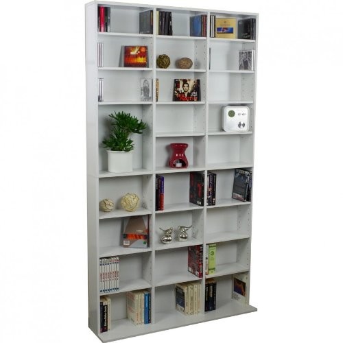 CD DVD Regal 102x23x180cm weiss bis 1080CDs Regalwand Wandregal