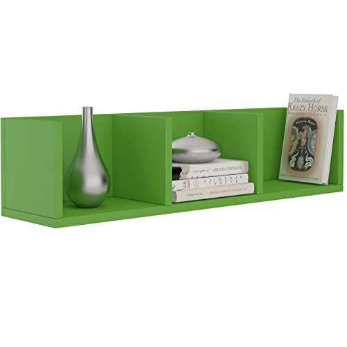 CD DVD Regal STARS Wandregal Hängeregal mit 3 Ablagefächern in grün