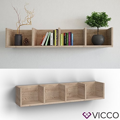 VICCO Wandregal 90 cm Sonoma Eiche - für CD DVD PC Spiele Cover Medienregal Regal Archiv Mediathek