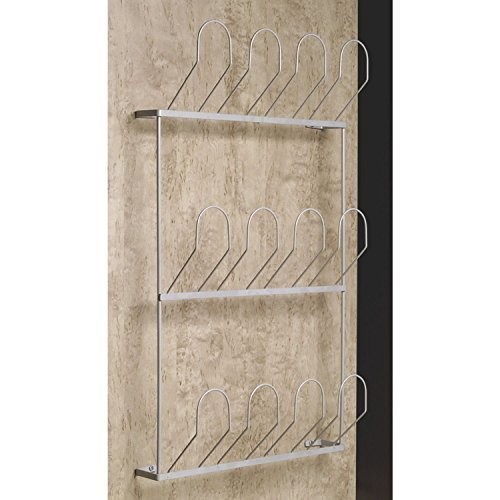 GedoTec® Schuhablage Schuhregal zum Schrauben an die Wand | Stahl silber RAL 9006 | Schuhhalter für 6 Paar Schuhe | Breite: 410 mm | Markenqualität für Ihren Wohnbereich
