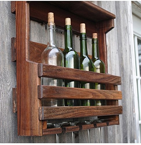 Global- American Village Stil Holz Wein Weinschrank / Weinregale / Wein Tasse Inhaber / Wandregal / Pflanze Stand, Wohnzimmer Wand hängen Dekoration Rack Wall Frame