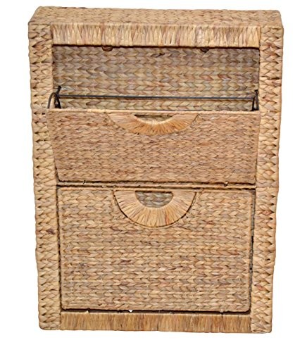Wand-Schuhkipper H16, Schuhschrank Schuhregal, Wasserhyazinthe, 79x59x16cm ~ naturfarben, 2 Klappen