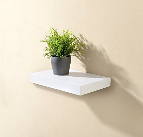 Carlo Milano Regal: Wandregal mit versteckter Schublade, 40 x 5 x 25 cm, weiß (Nachttisch Regal)