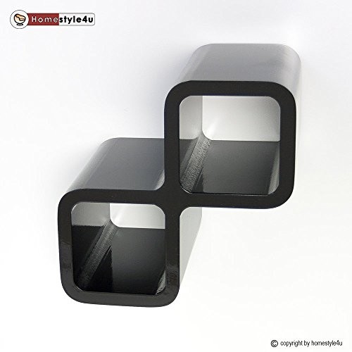 Homestyle4u Retro Cube Design Wandregal Wandboard Regal Würfel Weinregal Wein schwarz