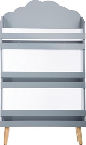 Bücherregal für Kinder mit 3 Ablagen - Wolken-Motiv - Farbe GRAU