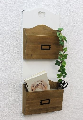 DanDiBo Wandregal mit Herz 12028 Regal 60 cm Vintage Shabby Landhaus Küchenregal Weiß (1)