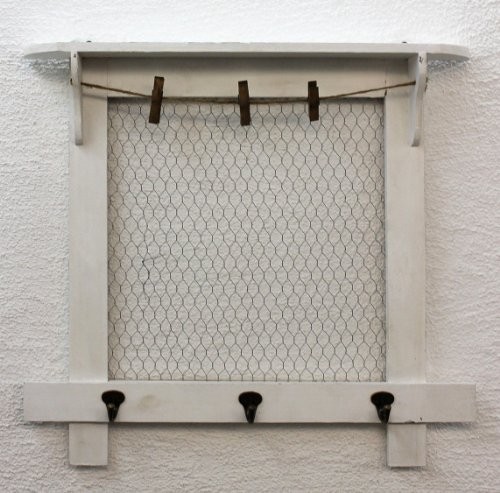 DanDiBo Memoboard Pinnwand 58 cm Loft 12046 Wandregal Vintage Shabby Hakenleiste Haken