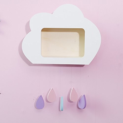 SQL Wolken Regentropfen Form Kinderzimmer Regallagerregale MDF-Holz-Anhänger . pink