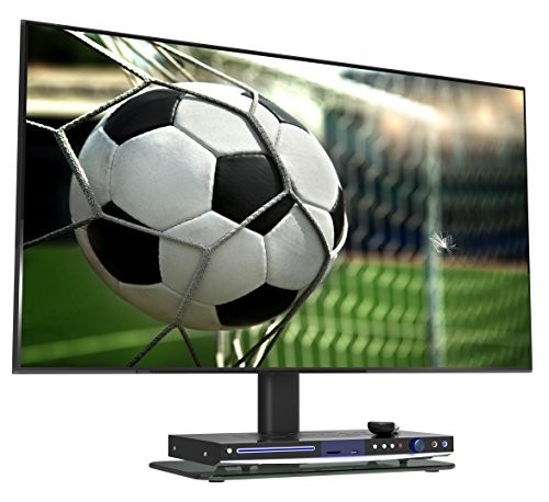 RICOO LCD TV Ständer Fernsehtisch Standfuss Glas Standfuß Halterung FS304B Höhenverstellbar Fernsehstand LED Fernseher Stand Flachbildschirm Aufsatz Möbel Rack VESA 400x400 Tischständer Universal