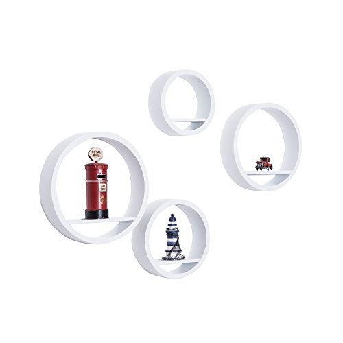 homcom 02-0629 Wandregal, Holz, weiß, 39 x 39 x 9 cm