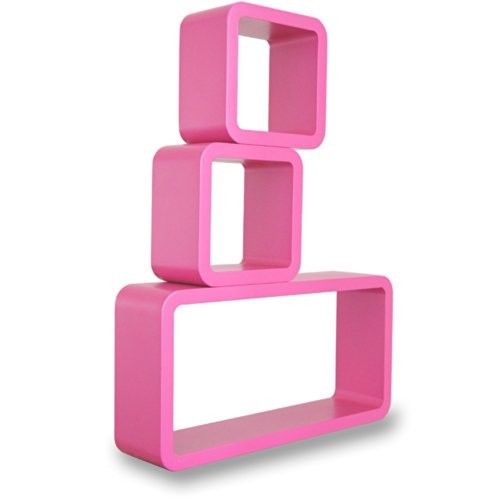 MOJO 3er Set Wandregal Retro Regal Vintage Cubes Design Shabby Chic Holzregal mc81