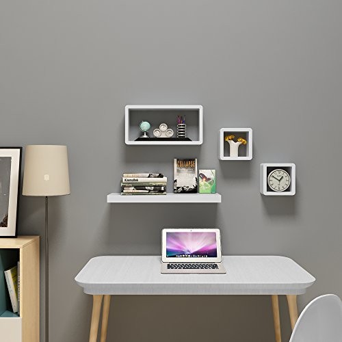 Songmics 3er Set Wandregal BücherRegal Regal CD-regal Weiß LWS102