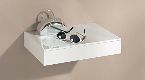 Wandregal mit Schublade | CASSETO | 45x25x8 cm- weiß hochglanz