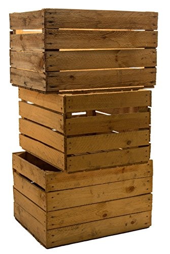 3 Set Vintage Holzkiste - alte Obstkiste - Weinkiste - Natur Used Look