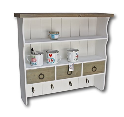 elbmöbel m0731 Wandregal, Holz, weiß, braun, 17 x 67 x 60 cm