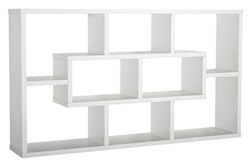 RICOO Eckregal Wandregal Wandregale Weiss WM050W Schwebendes Schmales Hängeregal Würfel Regal Ablage Schweberegal Bücherregal Wandboard Standregal Organizer Lowboard Möbel Halterung Mini Rack Holz