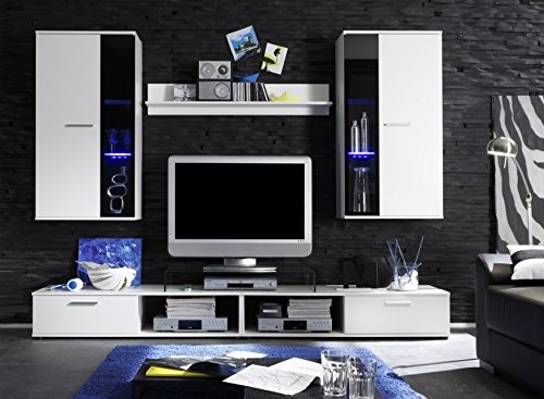 trendteam SA95302 Wohnzimmerschrank Wohnwand Anbauwand weiss, BxHxT 230x185x40 cm