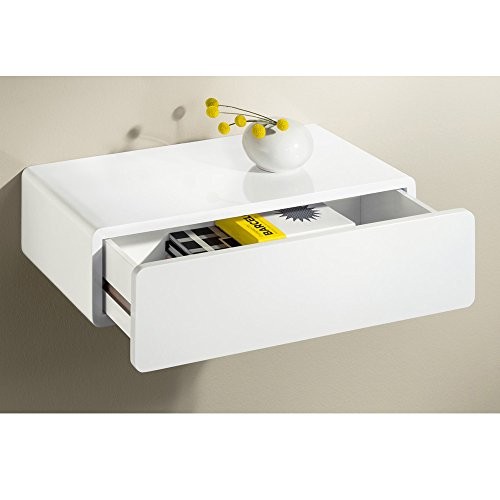 Wandregal mit Schublade | CASSY | 50x25x13 cm- weiß