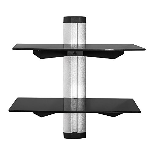 TecTake TV Wandregal Wandhalterung für DVD Player, Receiver (2 Ablageböden) silber