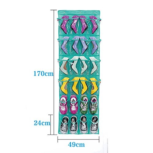 Schuhe-Aufbewahrungstasche Hängeorganizer für Tür mit 24 Taschen mit Tür-Hänger (weiß)