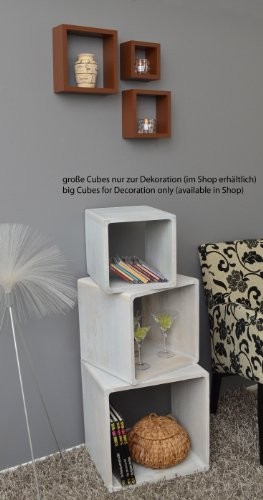 3er Cube Regal Set Design Bücher CD Wandregal Hängeregal Hochglanz Braun