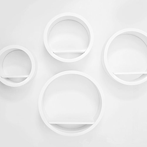 casa pura® Design Wandregal Milano | Set aus 4 runden Regalen | matt | "freischwebend" (versteckte Halterung) | gesundheitsfreundliche Materialien | 3 Farben (weiß)