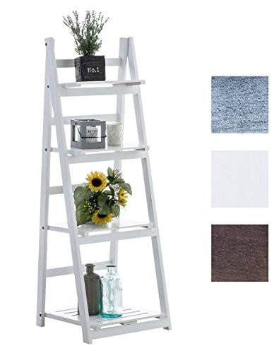 CLP Leiterregal, Treppenregal FREDERIKA, 4 Böden, dekoratives Holz-Regal, ca. 115 x 40 x 35 cm weiß