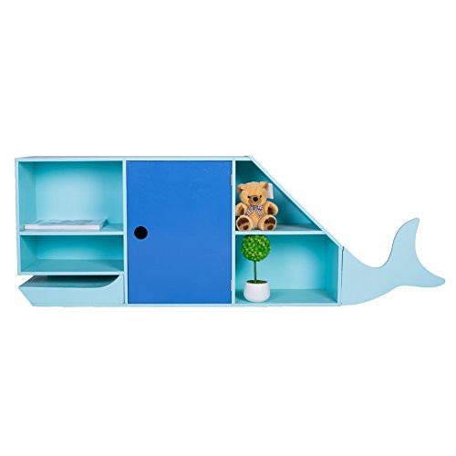 Labebe - Geräumiges Blauwal Nachtkästchen Regal fürs Kinderzimmer