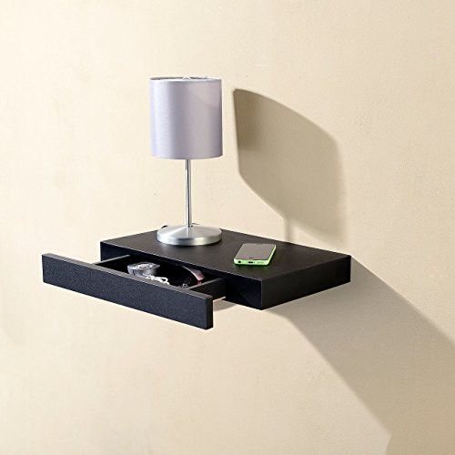 Carlo Milano Regale: Wandregal mit versteckter Schublade, 40 x 5 x 25 cm, schwarz (Wand-Regal)