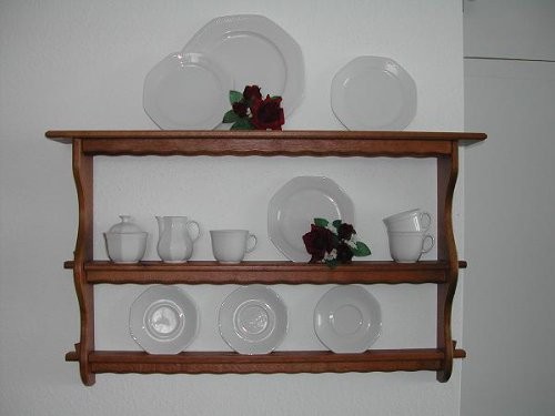 Wandregal aus Eiche, Tellerregal - Küchenregal